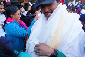 Nepali climber returns home after climbing Mount K2.